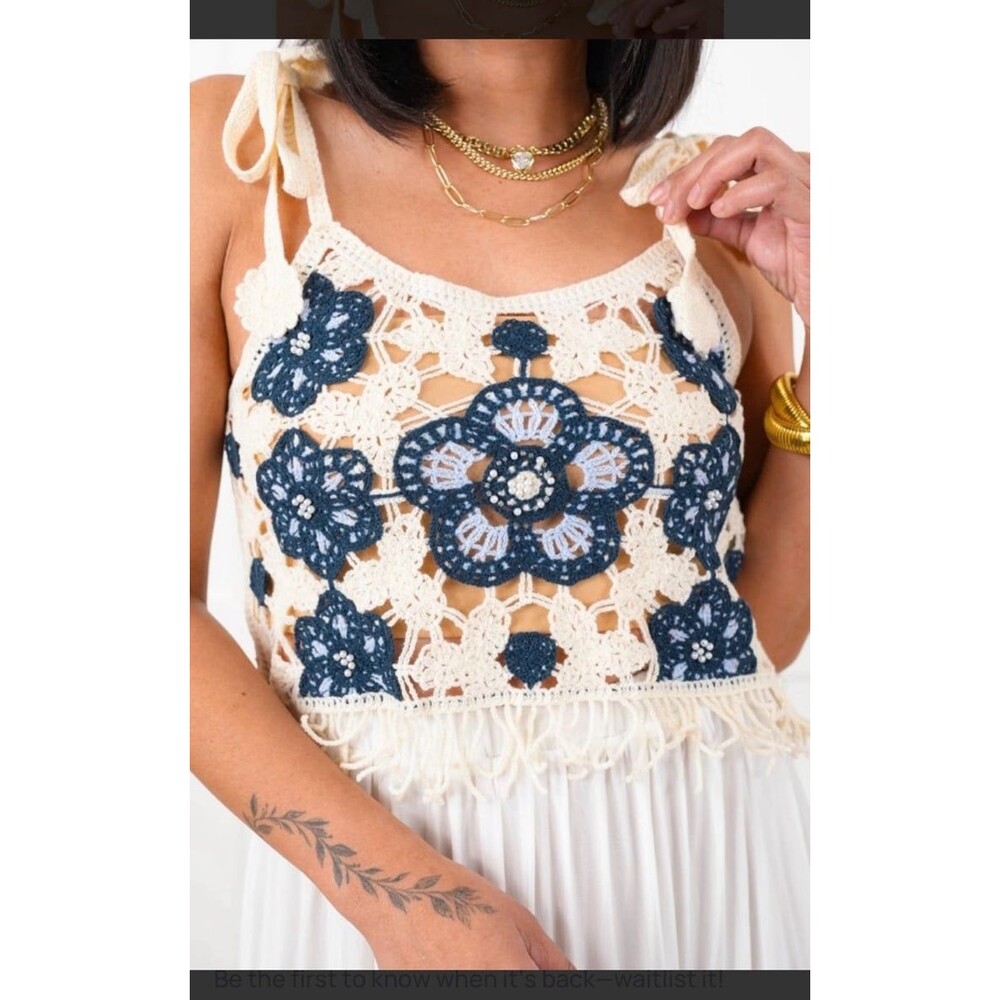POL top POL Tank top POL shirt crocheted fits xs small medium NEW crochet tank